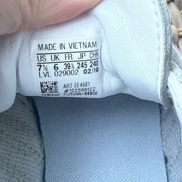 Adidas Women's 7.5 US 6 UK Samba White Platform Leather Sneakers Gold Stripe - Picture 9 of 16